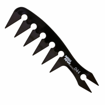 Pente preto com seis dentes largos e texto NISH MAN Collection 044
