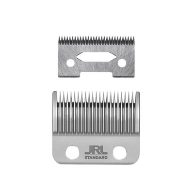 Lâminas metálicas para máquina de cortar cabelo prateadas com inscrição JRL STANDARD