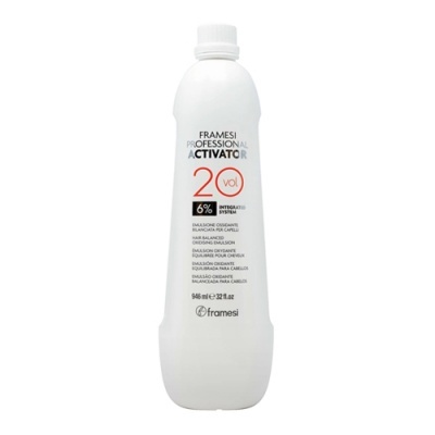 Frasco branco com rótulo FRAMESI PROFESSIONAL ACTIVATOR 20 vol 6%, 946 ml
