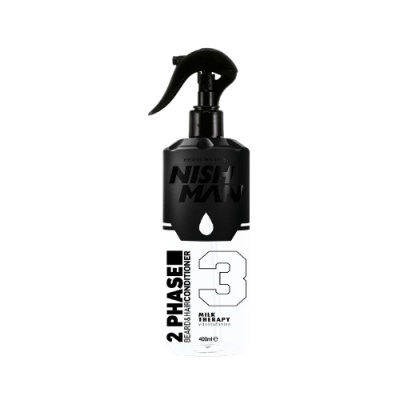 Frasco spray condicionar cabelo e barba Nishman 400ml preto e branco