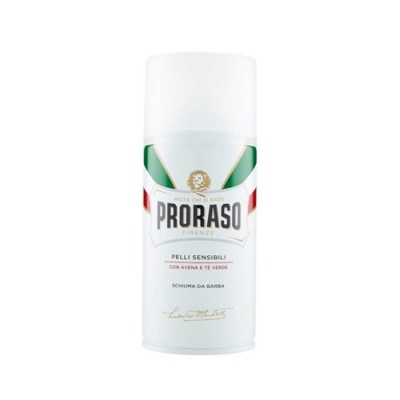 Espuma de barbear Proraso pele sensível branca com verde e vermelho