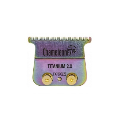 Cabeça de máquina de cortar cabelo em titânio iridescente com parafusos dourados