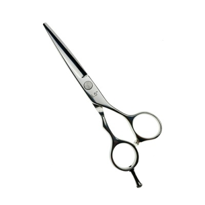 Tesoura de corte profissional em metal prateado com texto 6.5 visível