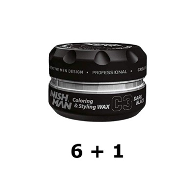 Pote de cera para cabelo NISH MAN cor preta