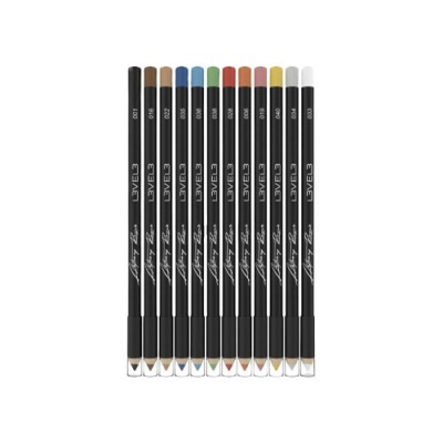 Conjunto de 12 lápis para olhos coloridos com corpo preto e pontas coloridas