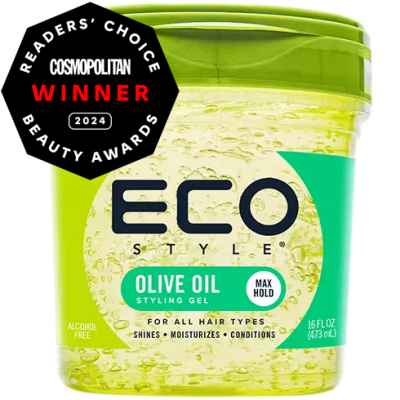 Gel de styling ECO STYLE com óleo de oliva em recipiente plástico amarelo e tampa verde