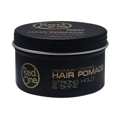 Produto Red One pomada para cabelo masculina em pote preto com tampa e texto dourado