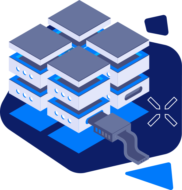 Ilustração de unidades de armazenamento de dados empilhadas conectadas
