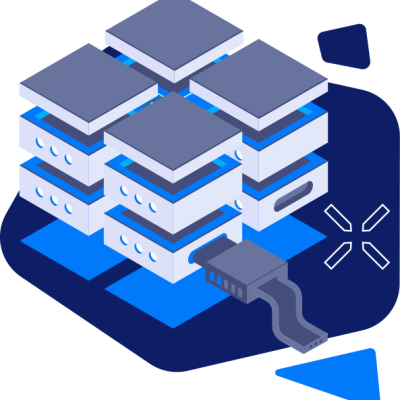 Ilustração de unidades de armazenamento de dados empilhadas conectadas