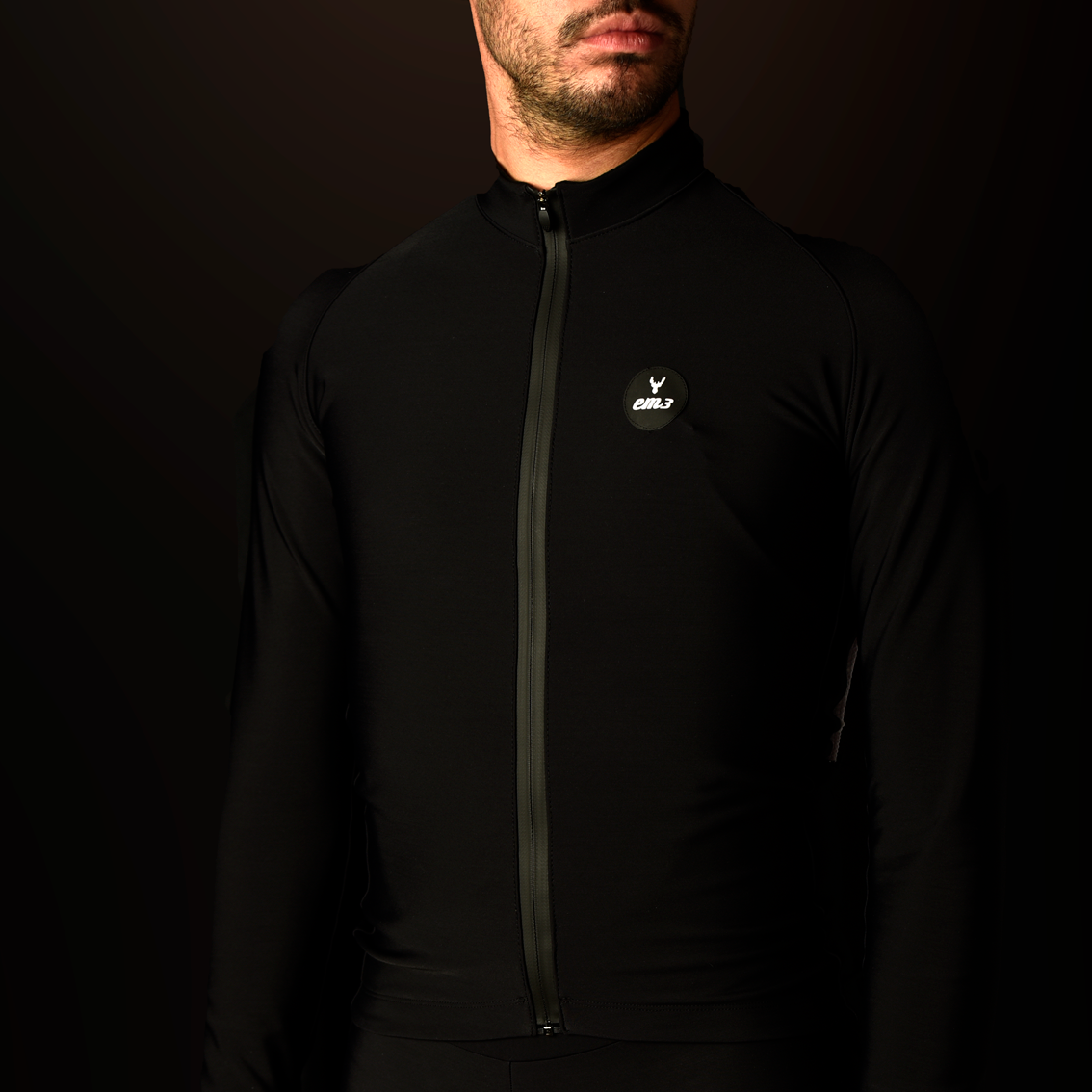 Casaco Ciclismo Led by OSRAM Camisola desportiva de manga comprida preta com fecho e logótipo no peito