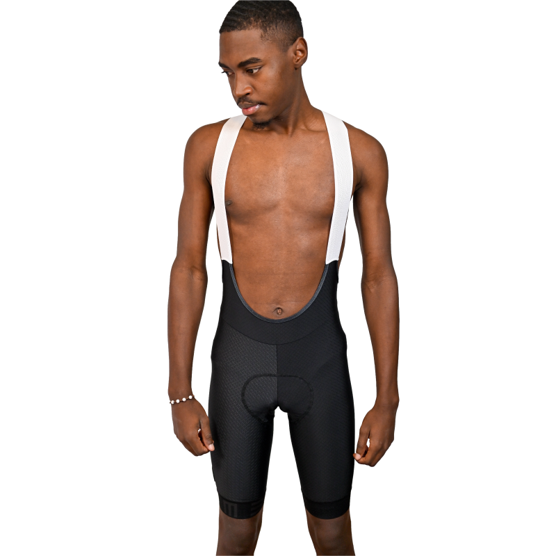 Calções ciclismo Pro Preto Homem com calções de ciclismo pretos com alças brancas