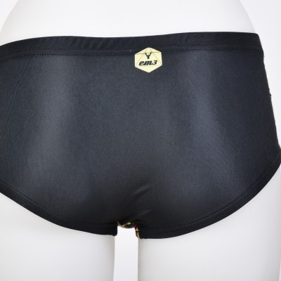 Cuecas swimwear pretas com etiqueta amarela CMS