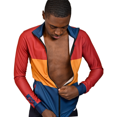 Casaco desportivo colorido com fecho zip em três cores