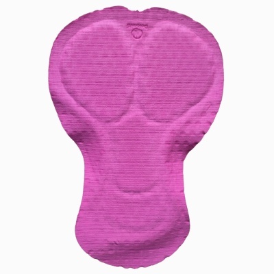 Almofada rosa para calças de ciclismo com textura e contornos ergonómicos