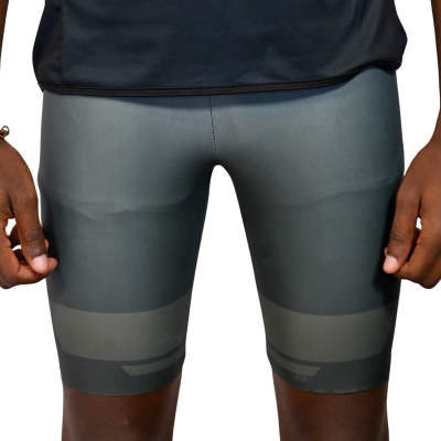 Calções de ciclismo cinza justos com padrão e fecho frontal