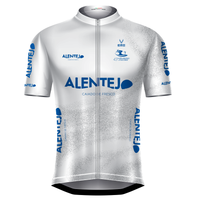 Camisola ciclismo branca com detalhes azuis e estampagem ALENTEJO