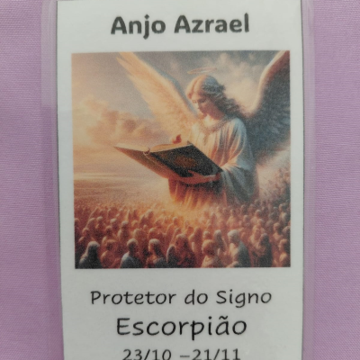 Cartão do Anjo Azrael, protetor do signo Escorpião com datas 23/10 a 21/11