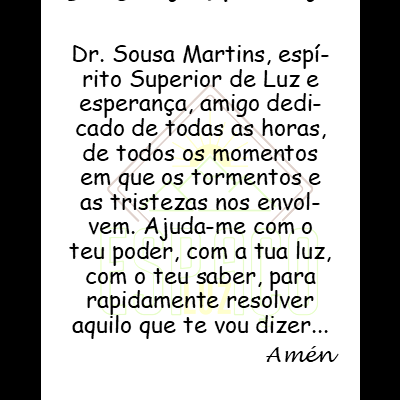 Texto com oração dirigida a Dr. Sousa Martins