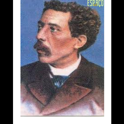 Retrato pintado de homem com casaco castanho e gravata azul