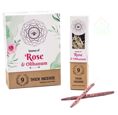 Caixa de incenso artesanal de Rosa e Olíbano com 9 varetas