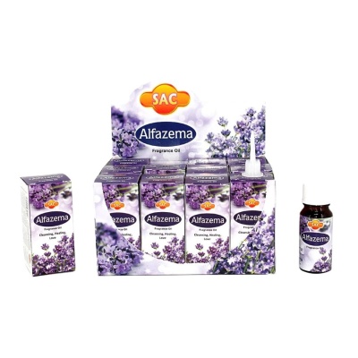 Óleo de fragrância Alfazema da marca SAC com embalagem roxa e imagem de flores de alfazema