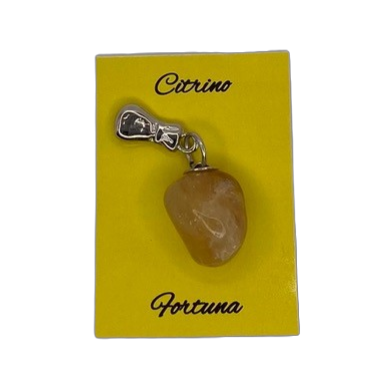 Pingente de pedra citrino com fecho em cartão amarelo Citrino Fortuna