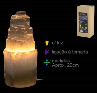 Lâmpada de cristal com luz interior e embalagem