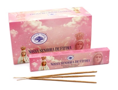Embalagem de incenso Nossa Senhora de Fátima com pauzinhos