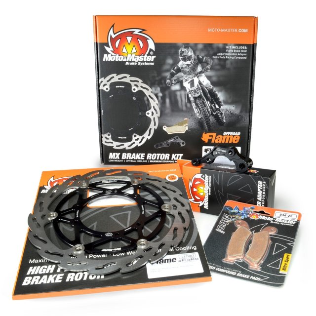 Kit Disco + Adaptador + Pastilhas Moto Master KTM Husqvarna 270mm kit de travões para motocross com disco, pastilhas e pinça em embalagens laranja e preto