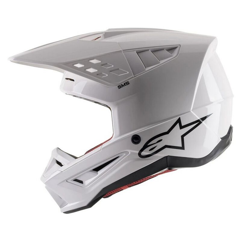 Capacete Alpinestars S-M5 Solid Branco Capacete integral branco para motocross com padrões em preto