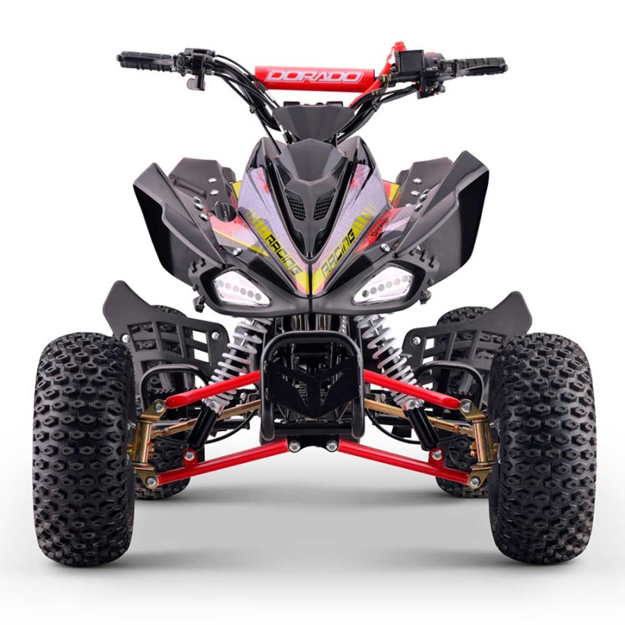 Quad 110cc Dorado A110 R7 automático 4T con marcha atrás Vermelho Quad elétrico preto e vermelho, vista frontal
