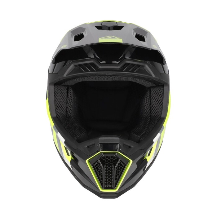 Capacete Acerbis Whoops Graphic Amarelo Capacete de motocross cinzento, preto e amarelo com interior acolchoado
