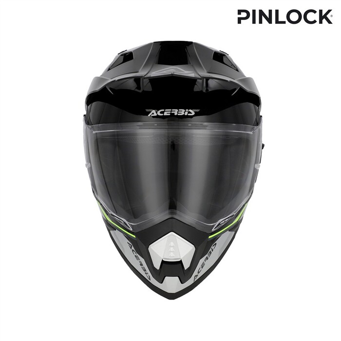 Capacete Acerbis Assault Graphic Preto Amarelo Capacete de motocicleta Acerbis preto com viseira clara e detalhes verdes e cinzas