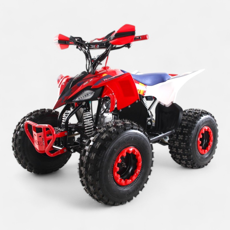 Quad REXO 110CC 4T YH110 Automático Vermelho Quadriciclo infantil todo-o-terreno vermelho e preto com banco azul