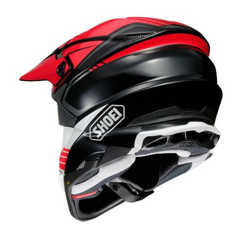Capacete Shoei VFX-WR 06 Jammer Vermelho Capacete de motociclista preto, vermelho e branco SHOEI