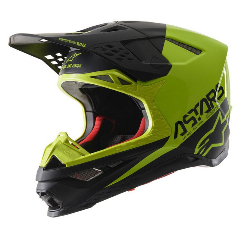 Capacete Alpinestars Supertech S-M8 Echo PReto/Amarelo fluor Capacete motocross verde e preto ASTARS M8 com interior vermelho
