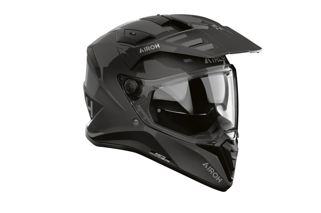 Capacete AIROH BADX-X Cinza Capacete de moto preto AIROH com viseira transparente e design aerodinâmico