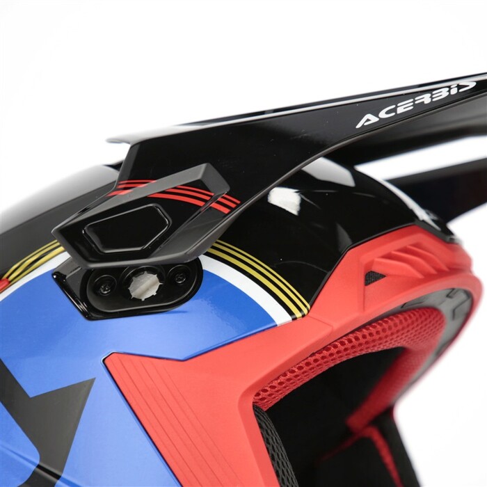 Capacete Acerbis Whoops Graphic Preto Azul Capacete motocross preto, azul, vermelho com marca ACERBIS