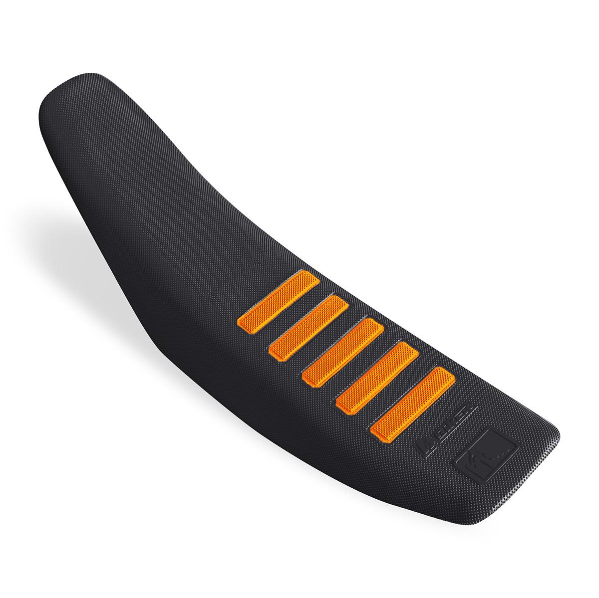 Capa de Assento Vulcanizada - Preto c/Laranja Banco para mota ou bicicleta preto com tiras laranja
