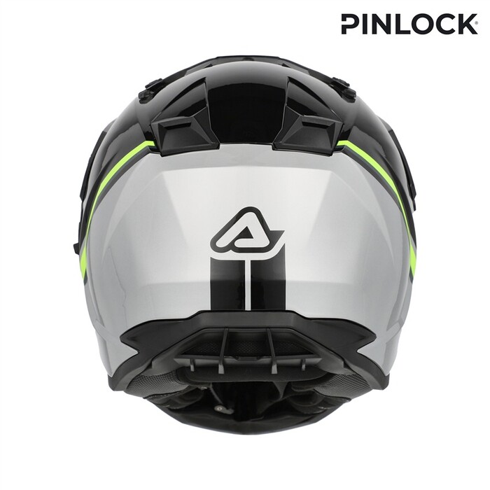 Capacete Acerbis Assault Graphic Preto Amarelo Capacete de motociclista branco preto e amarelo com texto PINLOCK