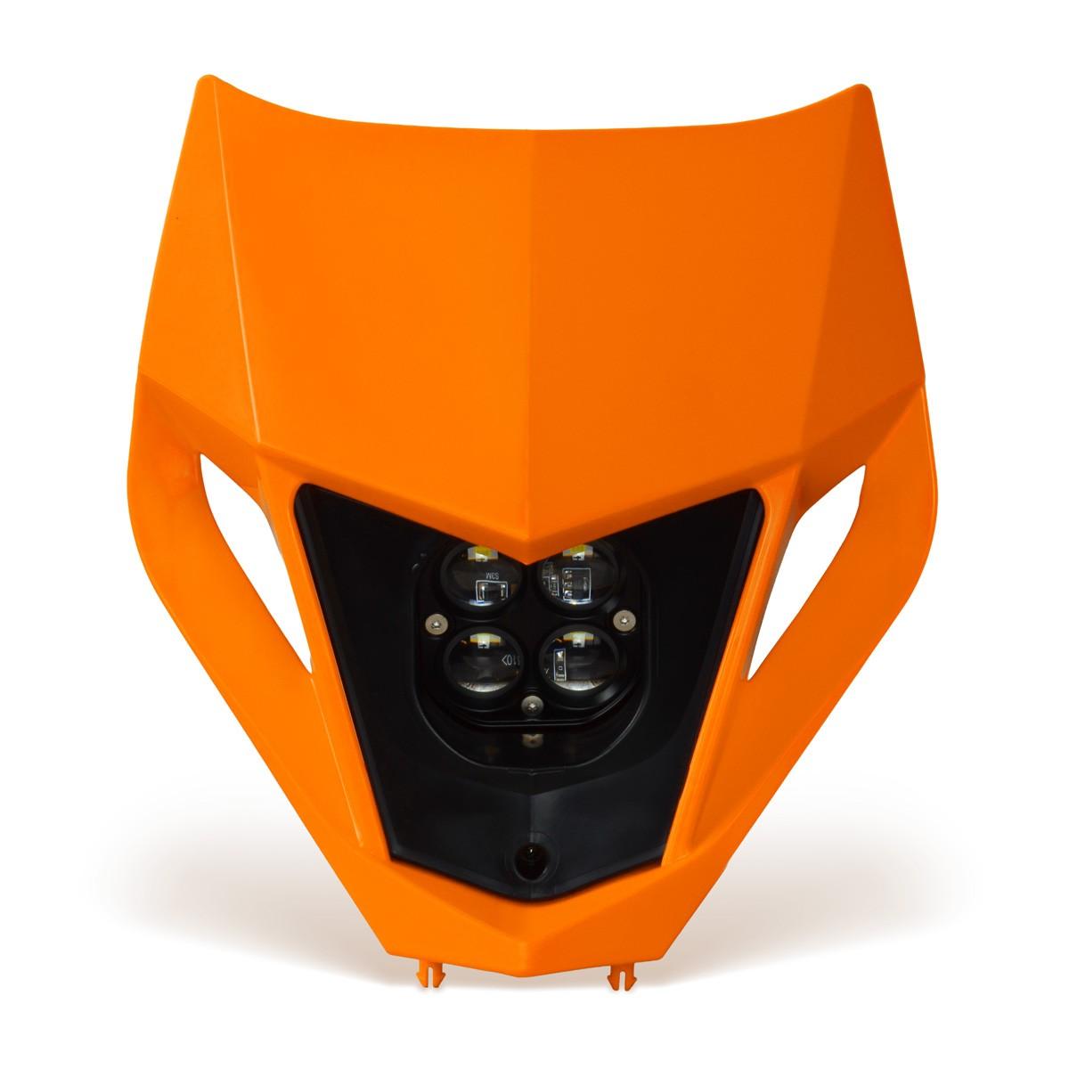 Farol dianteiro RockLED Laranja Peça frontal laranja com faróis LED e moldura preta