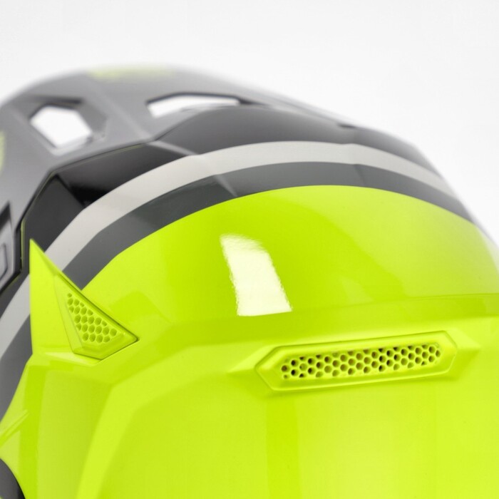 Capacete Acerbis Whoops Graphic Amarelo Capacete de protecção amarelo fluorescente com detalhes em preto e cinza