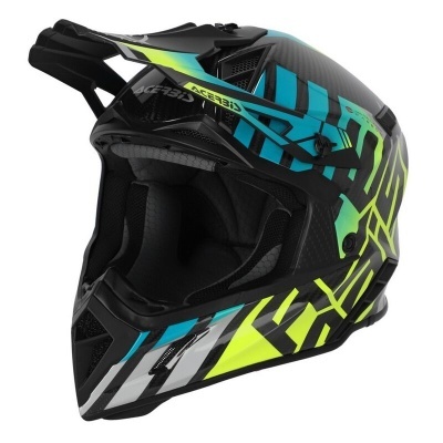 Capacete integral motocross preto azul verde amarelo ACERBIS