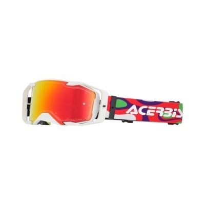 Óculos de proteção para motocross com lente refletora vermelha e correia colorida