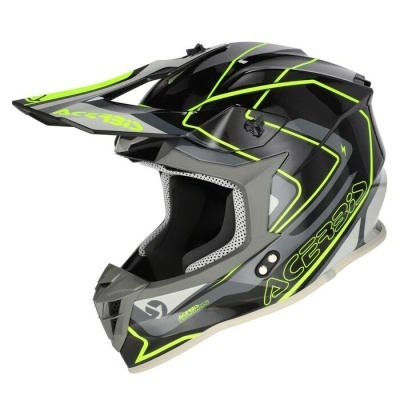 Capacete de motocross Acerbis preto com detalhes verdes