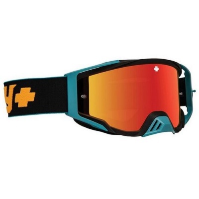 Óculos de proteção desportiva com lente espelhada vermelha e armação azul