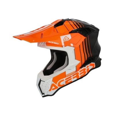 Capacete de motocross Acerbis laranja preto branco com ventilação