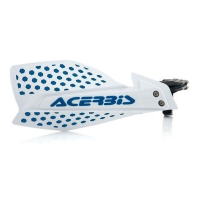 Protetor de mãos branco e azul com a marca ACERBIS