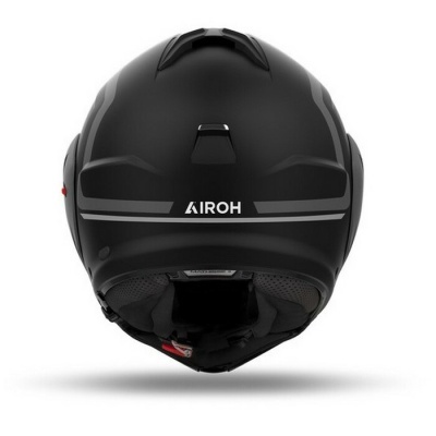 Capacete de moto preto AIROH visto de trás