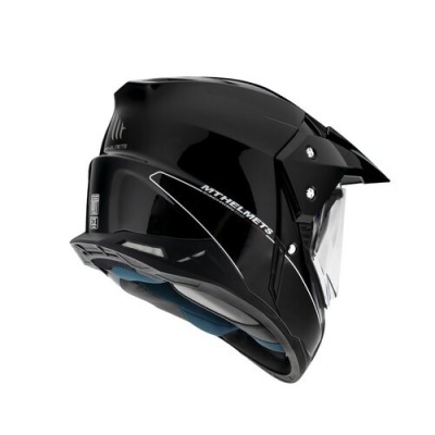 Capacete integral preto com viseira transparente e marca MT HELMETS na lateral.